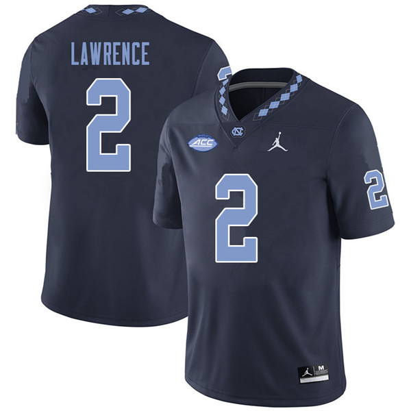 Jordan Brand Men #2 Des Lawrence North Carolina Tar Heels College Football Jerseys Sale-Navy